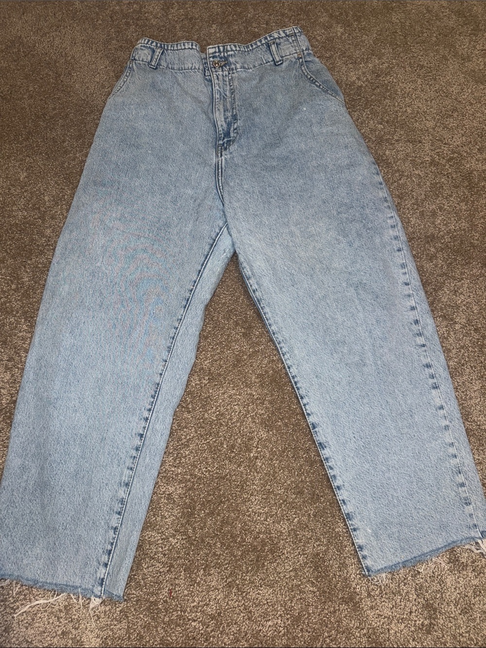 Mango Light Blue Ankle Crop Baggy Jeans - size 12. B